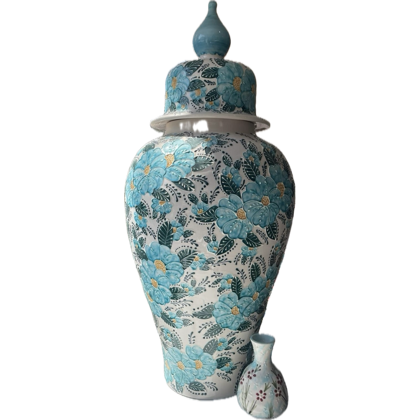 Large Sky Blue Flower Jar Ceramic from IZNIK