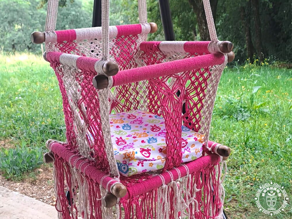 Hamac bebe macrame Rosado 5
