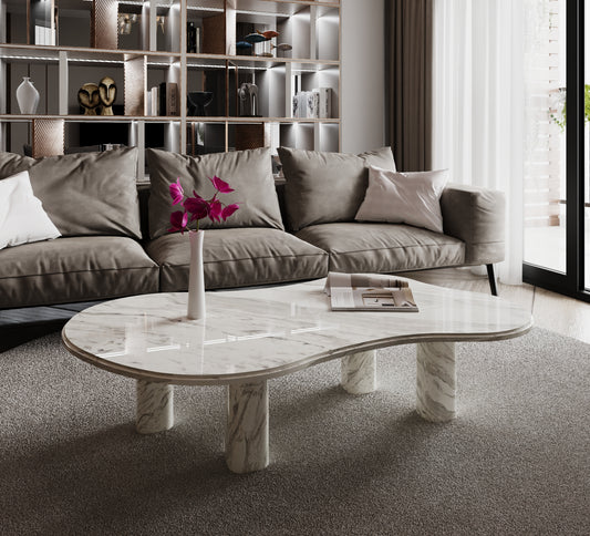 Table Basse "Naturelle" en marbre Calacatta Océan