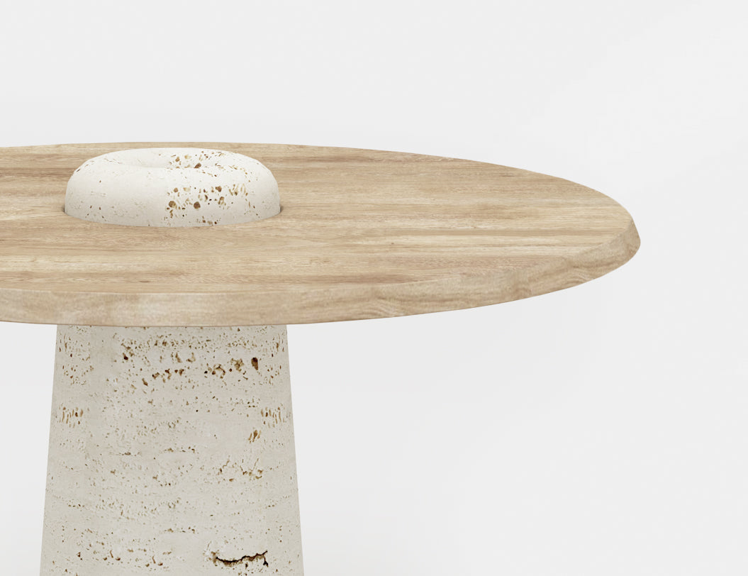 Table Bois et Travertin Eclipse