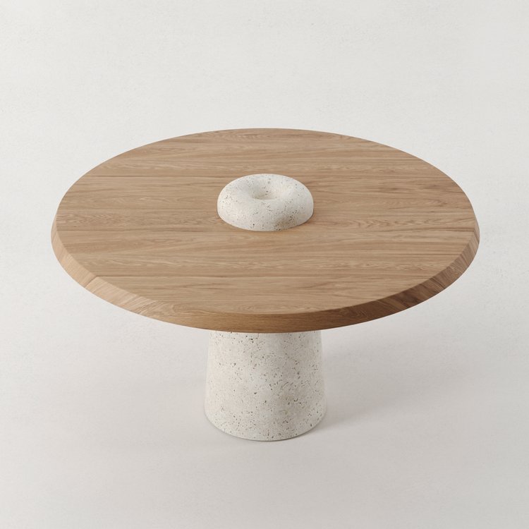 Table Bois et Travertin Eclipse