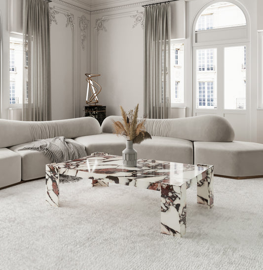 Table Basse en Marbre "Red Velvet"