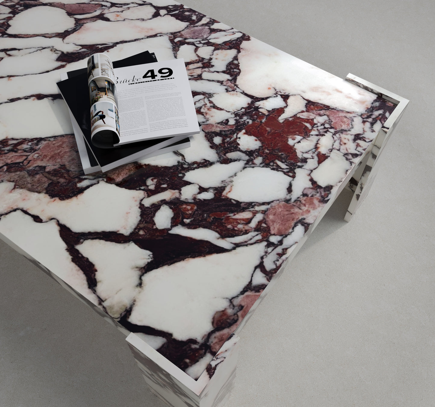 Table Basse en Marbre "Red Velvet"
