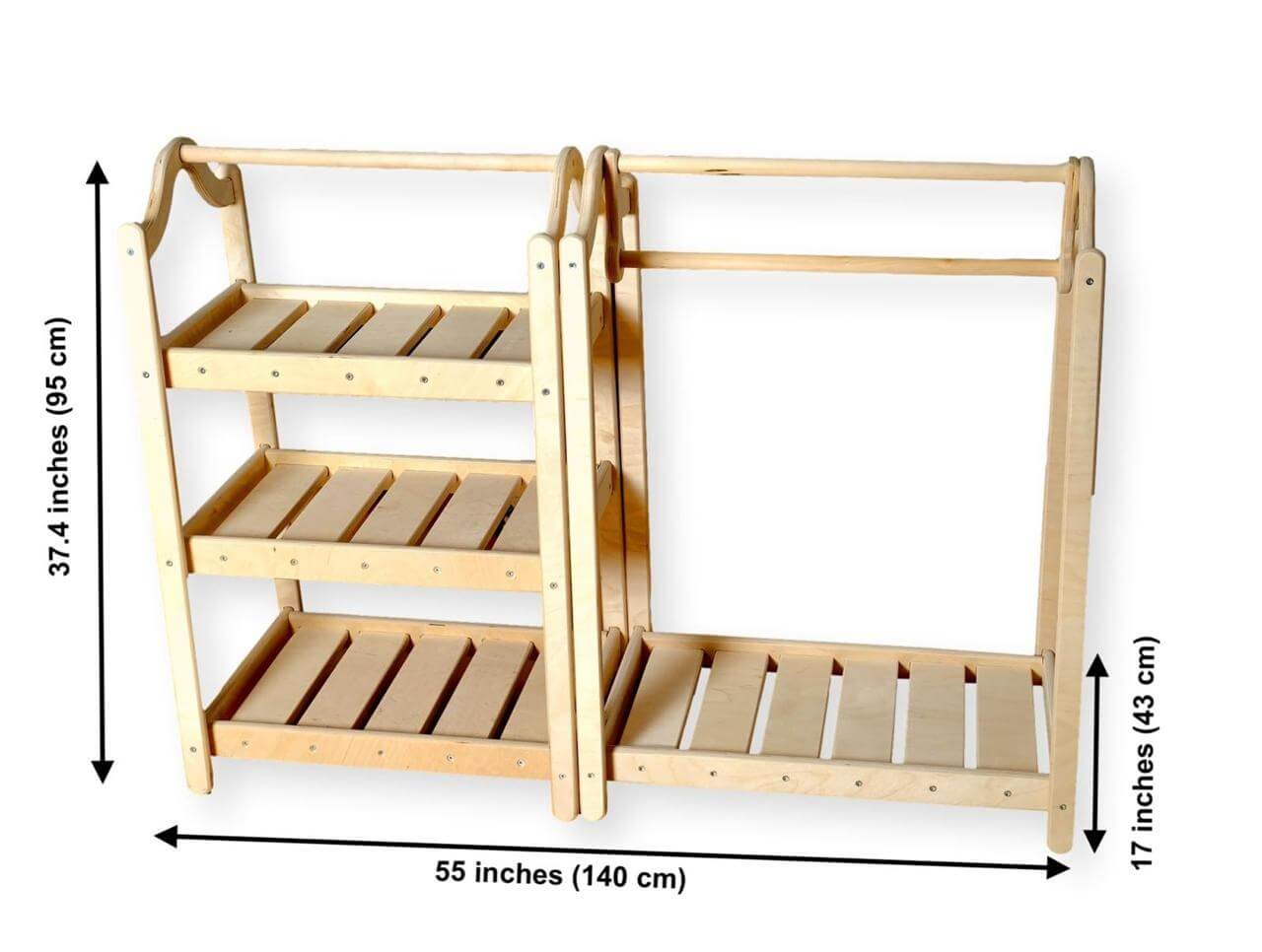 Montessori Wooden Wardrobe Set: Ideal Child Clothing Organizer-2