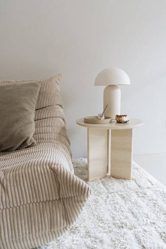 Table d'appoint en marbre de travertin Jade