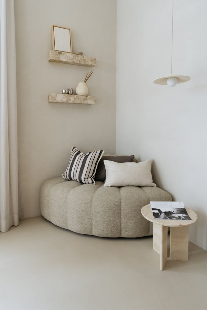 Table d'appoint en marbre de travertin Jade