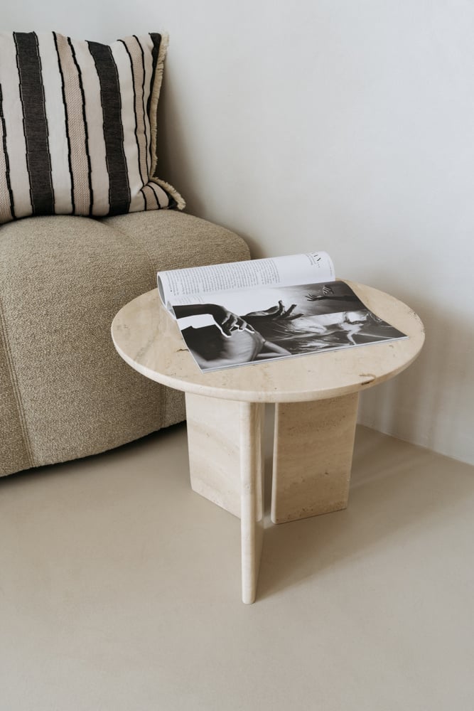 Table d'appoint en marbre de travertin Jade