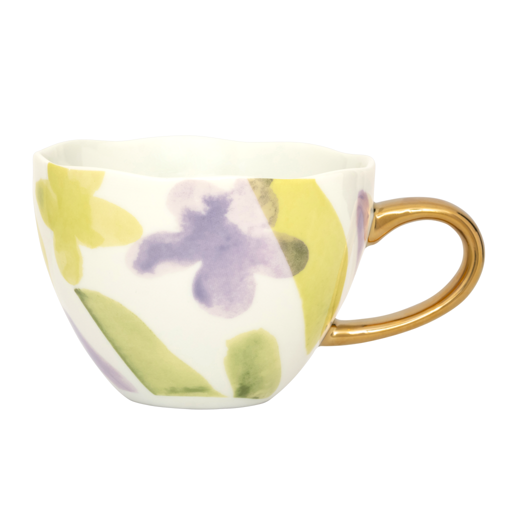 Tasse «Good Morning» cappuccino/thé et assiette Liatris/Kusha, lot de 4, en coffret cadeau