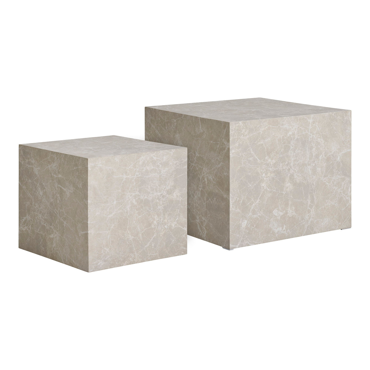 Table basse Prague - Table basse, effet marbre, beige, lot de 2