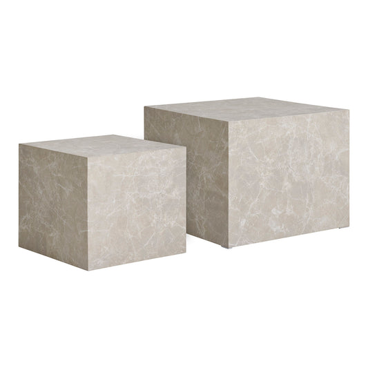 Table basse Prague - Table basse, effet marbre, beige, lot de 2