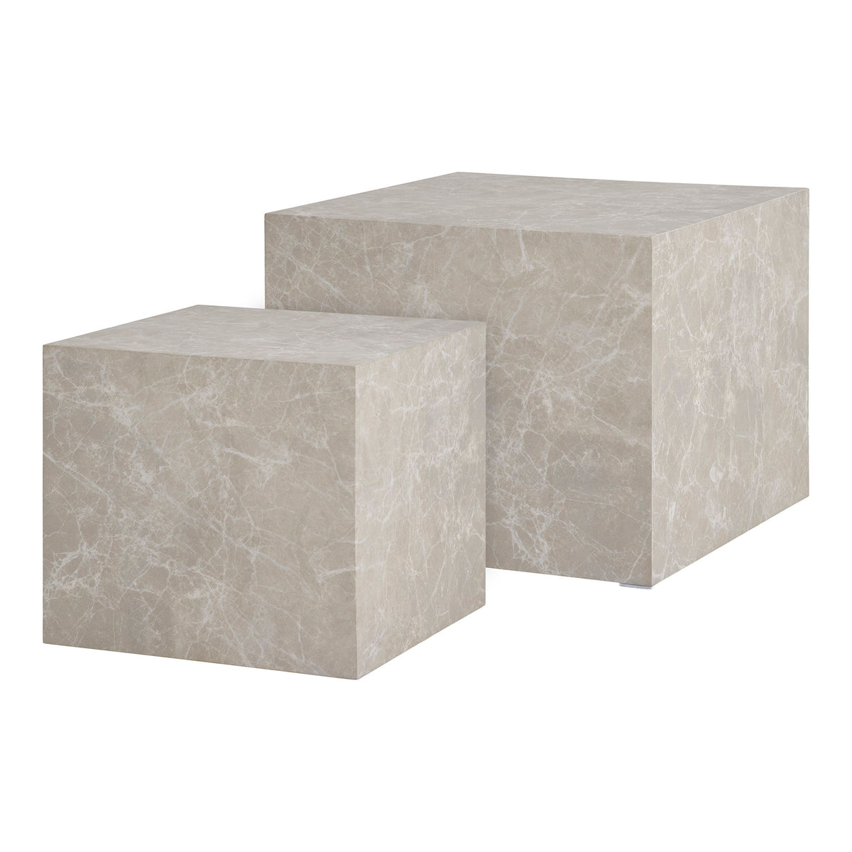 Table basse Prague - Table basse, effet marbre, beige, lot de 2