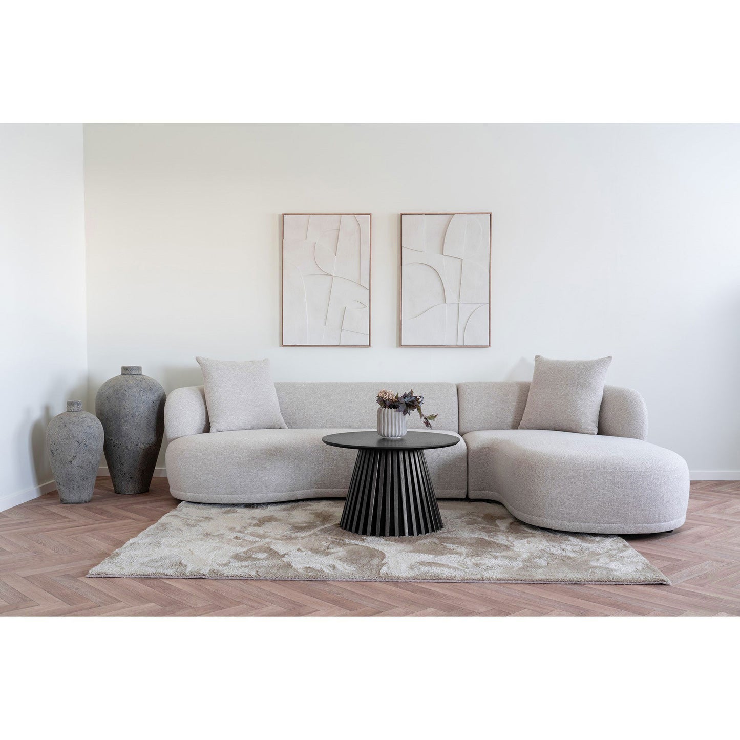 Table basse Osaka - table basse, placage en chêne, noir Ø70 x 45 cm