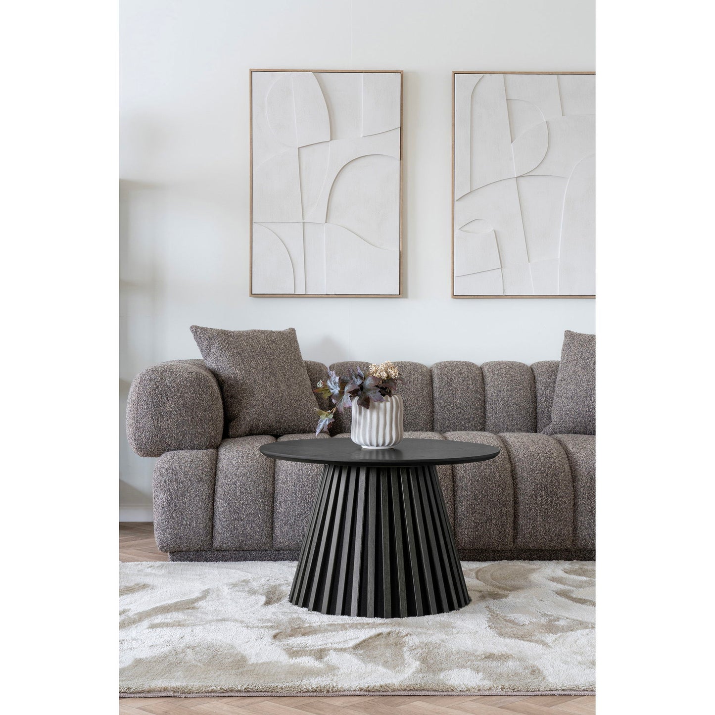 Table basse Osaka - table basse, placage en chêne, noir Ø70 x 45 cm
