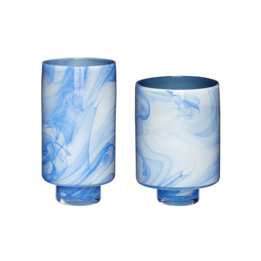 Vases nuages bleu/blanc (ensemble de 2)