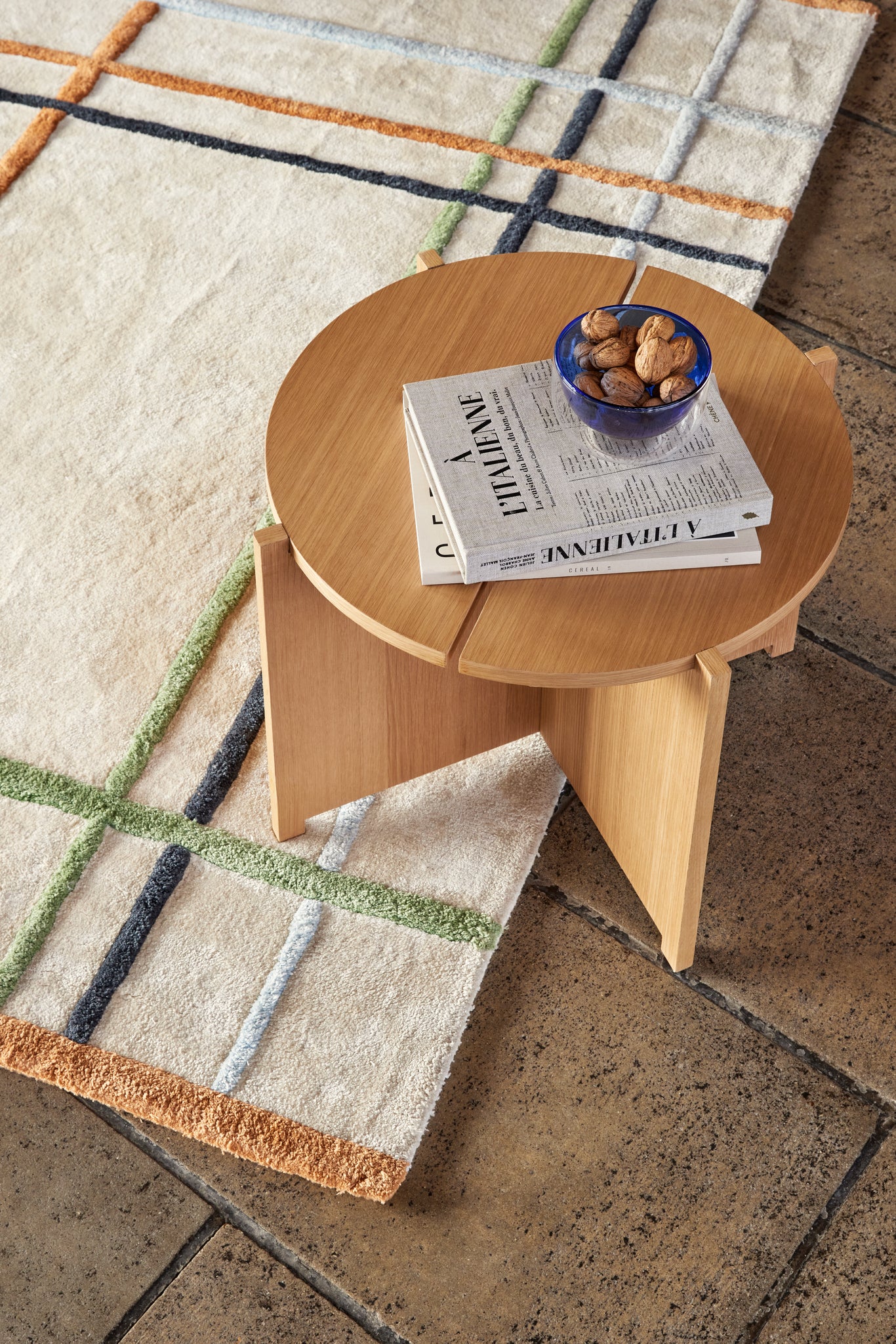 Tapis moelleux beige/multicolore