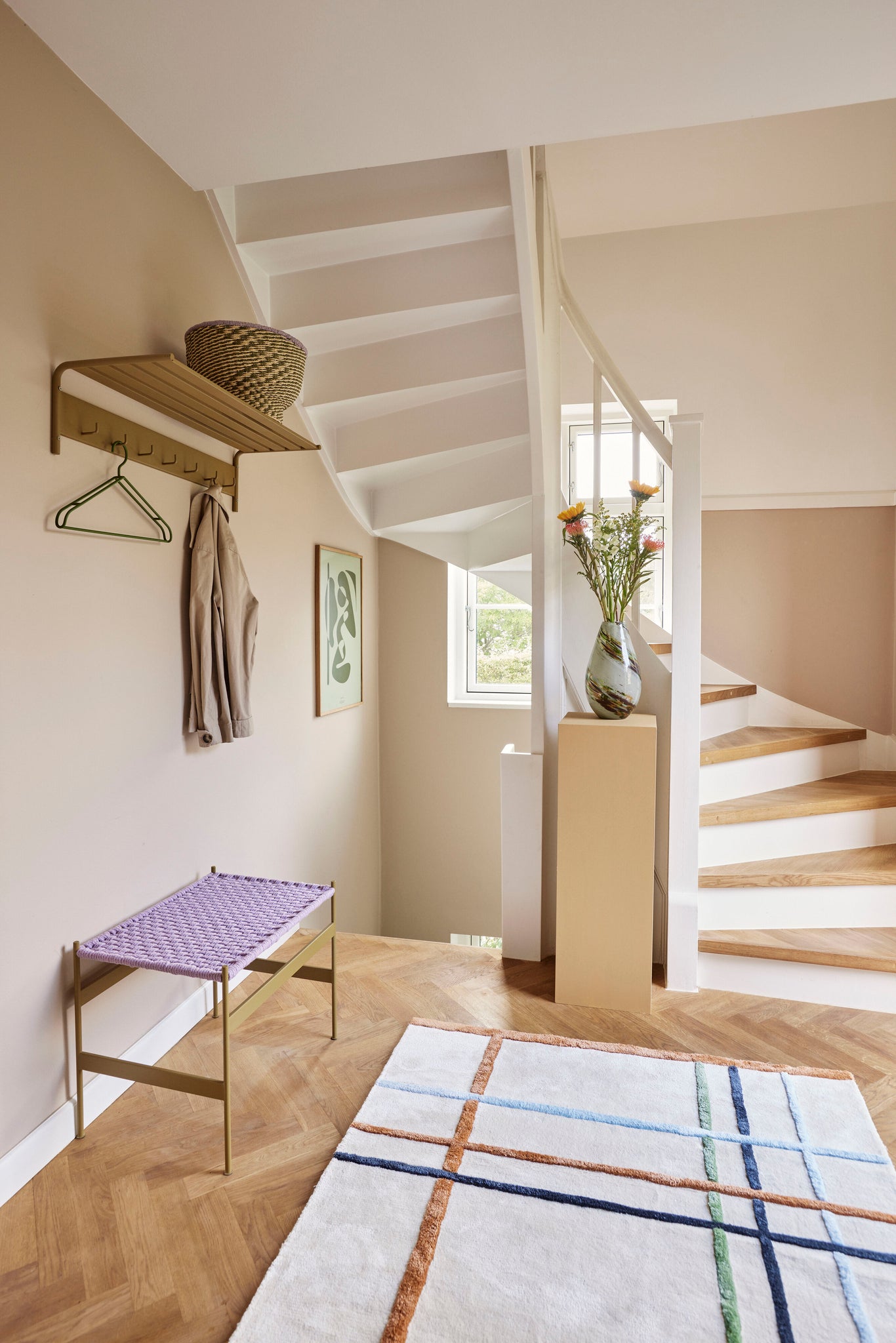 Tapis moelleux beige/multicolore