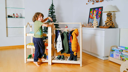 Montessori Wooden Wardrobe Set: Ideal Child Clothing Organizer-0