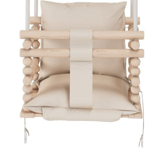  Balancelle de coton en bois naturel, Baby swing pour enfant  à partir de 1 an, 3 en 1-0