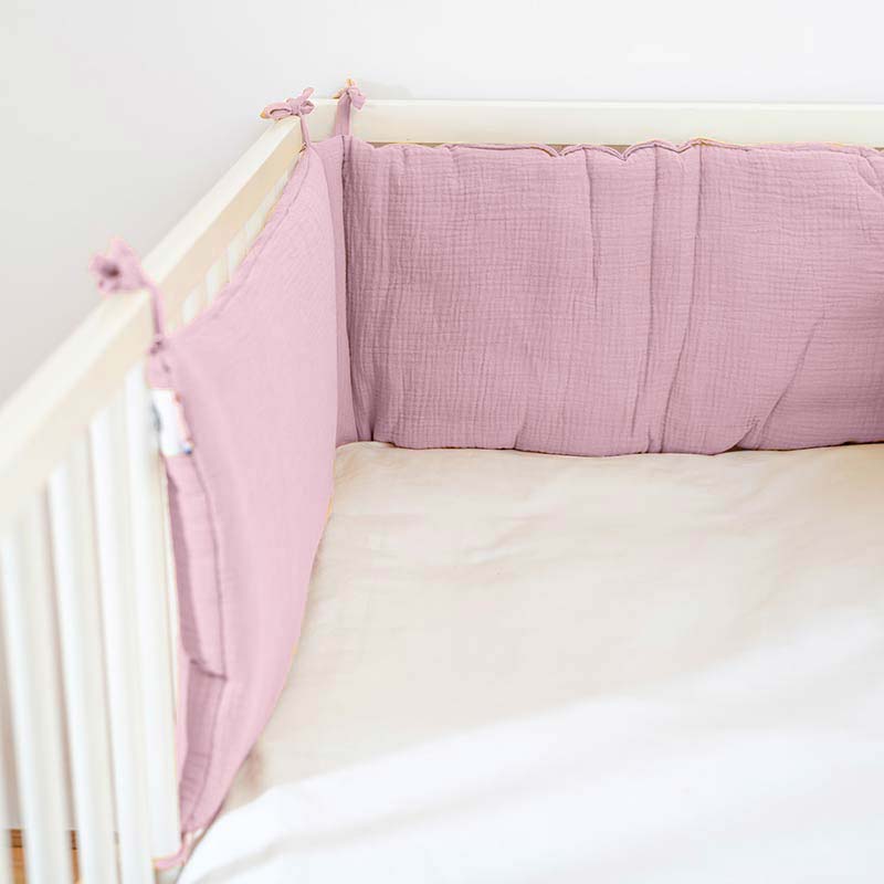 tour de lit rose en coton bio papate bébé
